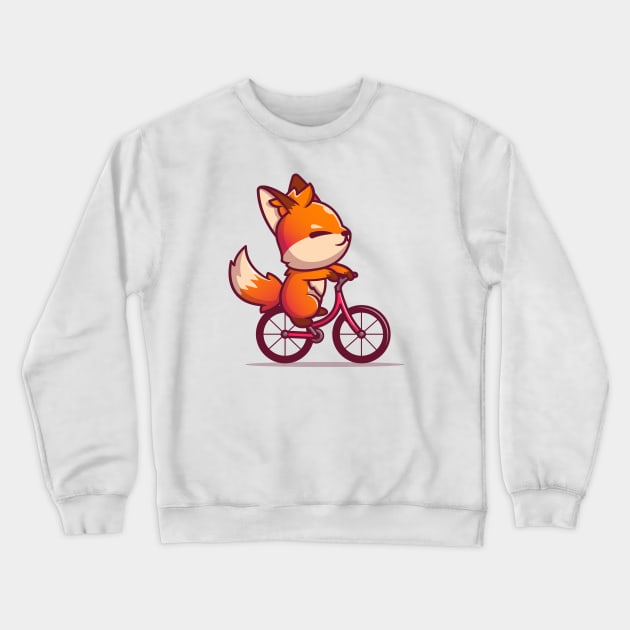 Cute Fox Riding Bike Crewneck Sweatshirt by Catalyst Labs